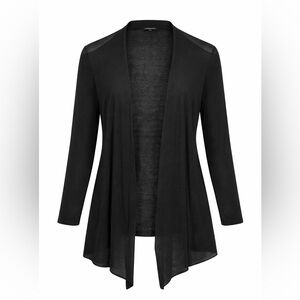 Eileen Fisher Women’s Sz 1X Black Linen Blend Cardigan Open Minimalist Casual